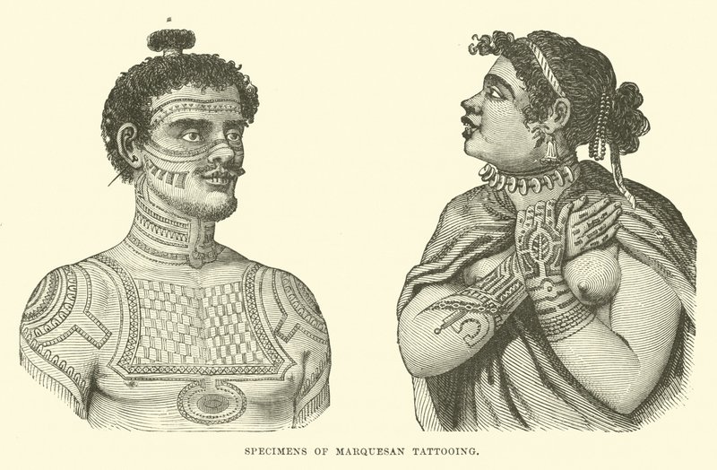 Exemplar av Marquesan-tatuering av English School