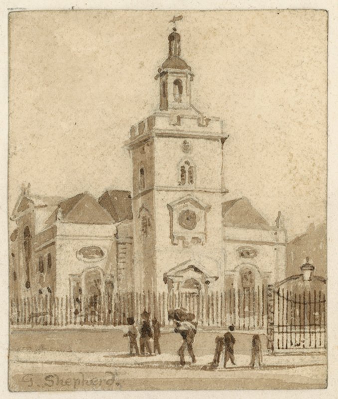 St Mary, Whitechapel, London (wc på papper) av English School