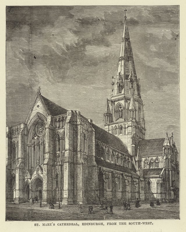 St Marys Cathedral, Edinburgh, från sydväst av English School