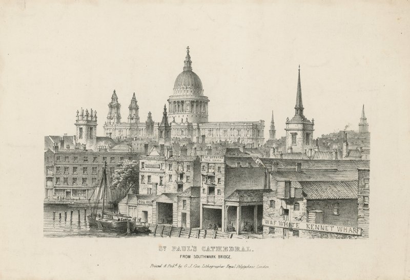 St Pauls Cathedral från Southwark Bridge av English School