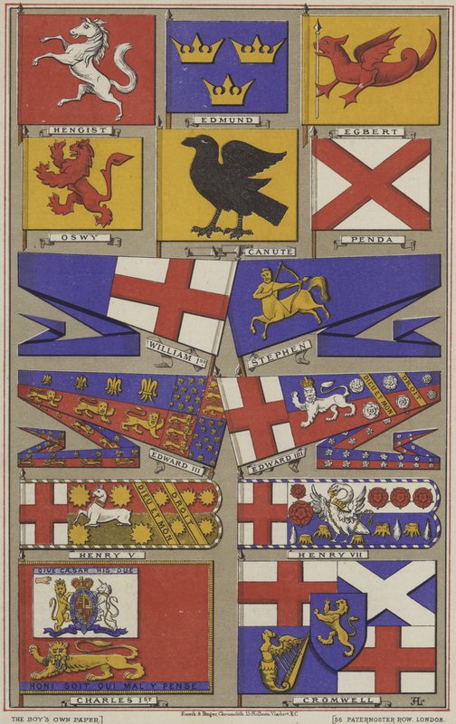 Standards of Old England (färg litho) av English School