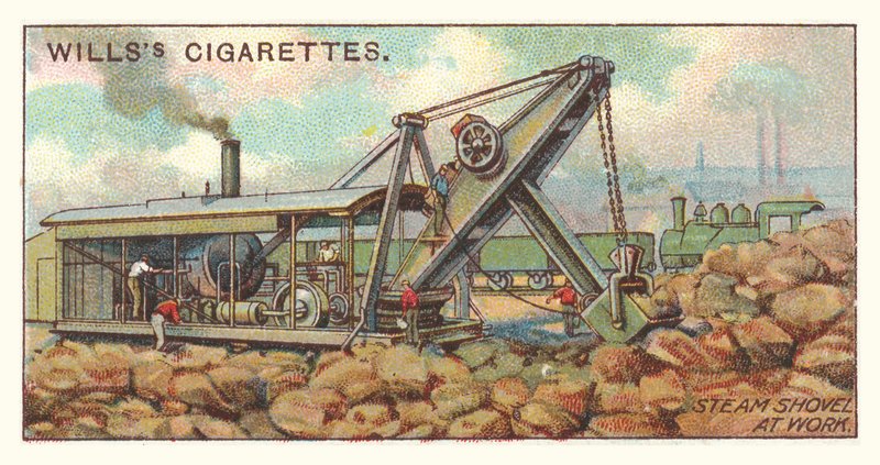 Ångskovel i arbete (chromolitho) av English School