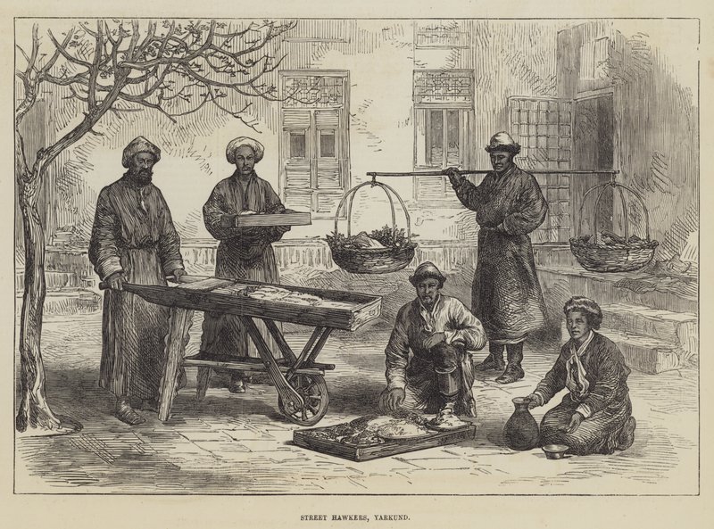 Street Hawkers, Yarkund (gravyr) av English School