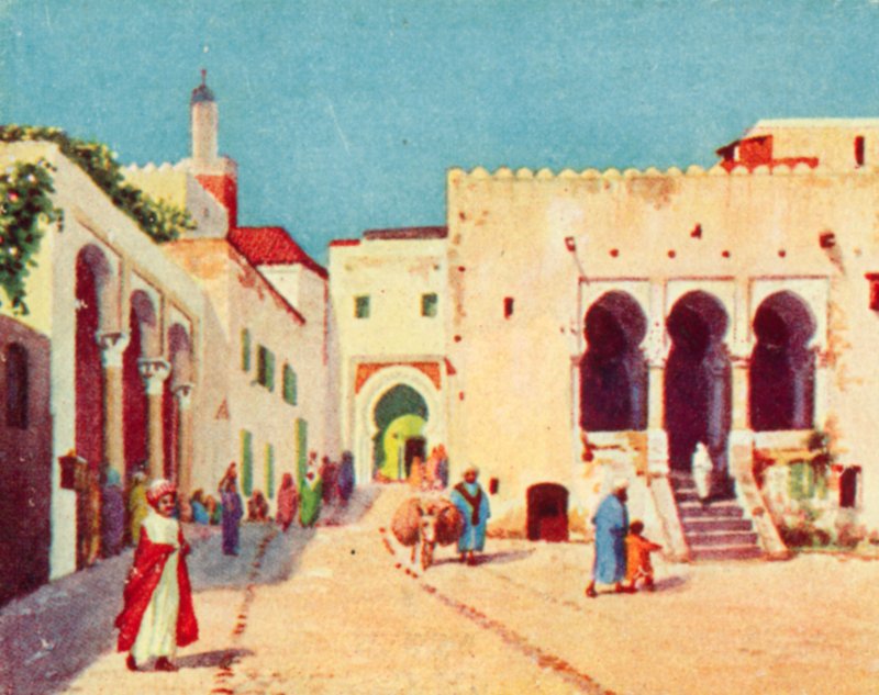 Tanger, domstolar (färglitografi) av English School