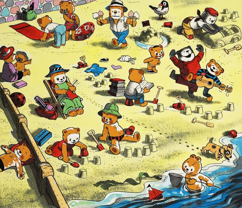Teddybjörnar på stranden av English School