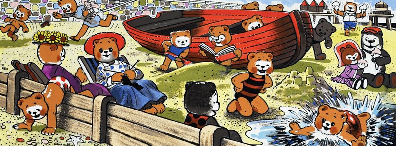 Teddybjörnar på stranden av English School