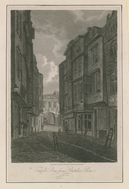 Temple Bar från Butcher Row av English School