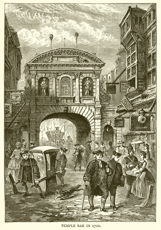 Temple Bar år 1700 av English School