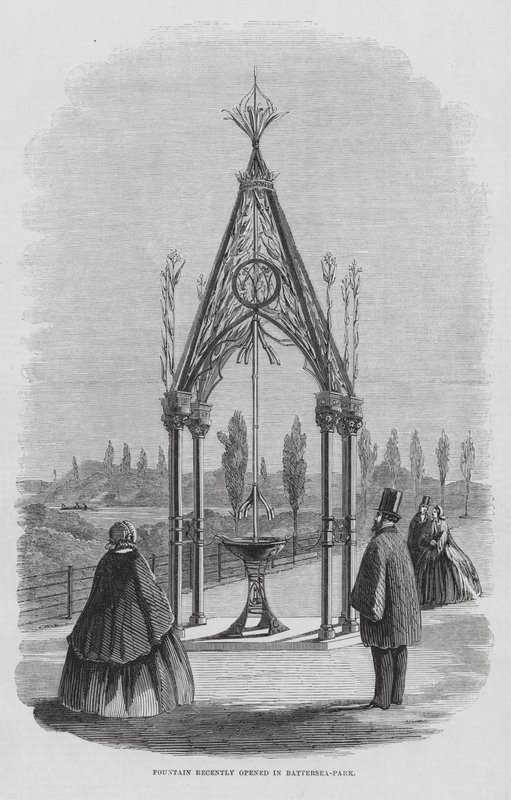 Teulonfontänen, Battersea Park, London, England (gravyr) av English School