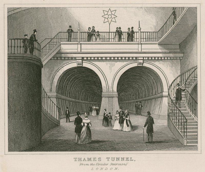 Thames Tunnel från den cirkulära trappan av English School