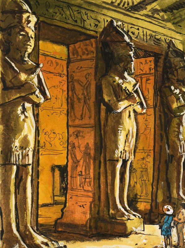 Det forntida egyptiska templet i Abu Simbel av English School
