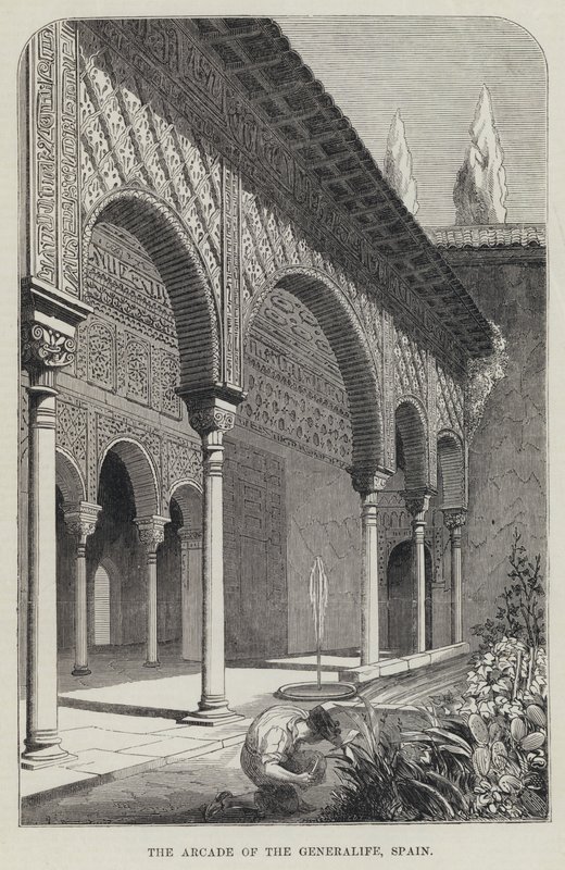The Arcade of the Generalife, Spanien (gravyr) av English School