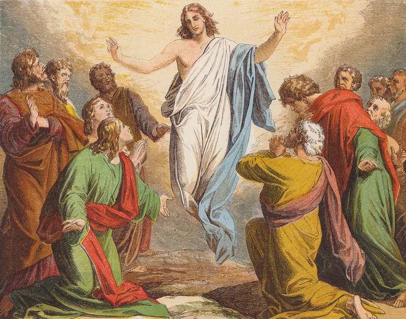Jesu Kristi himmelsfärd (färglitografi) av English School