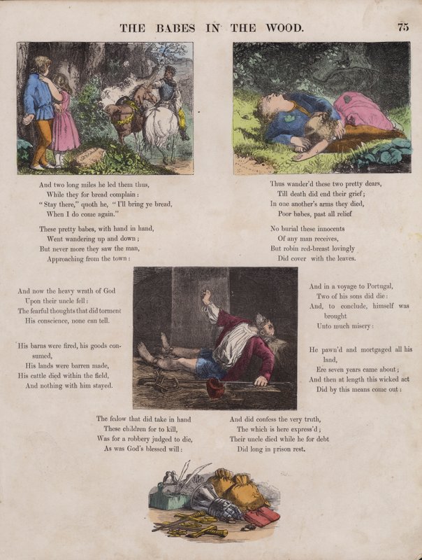 The Babes In The Wood (färgad gravyr) av English School