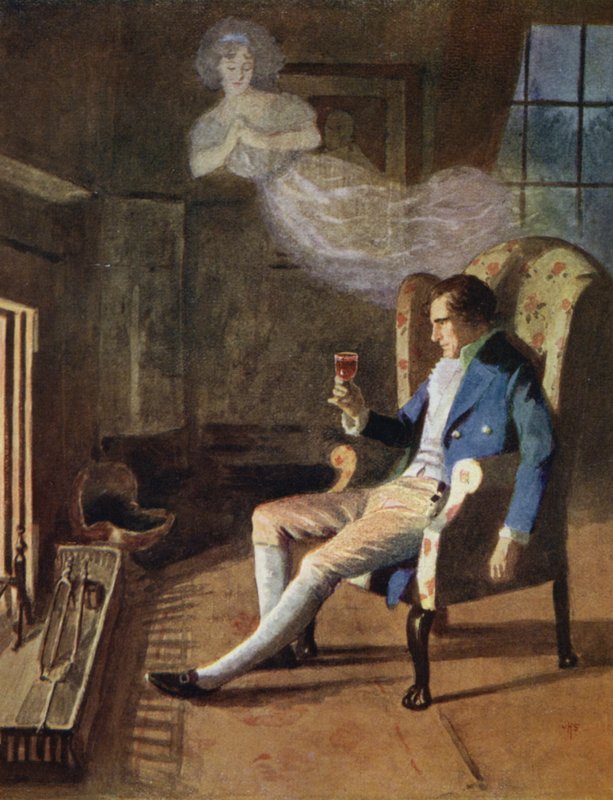Ungkarlens julafton (färg litho) av English School