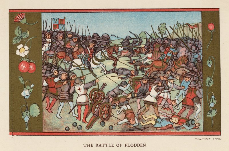 Slaget vid Flodden (färglitografi) av English School