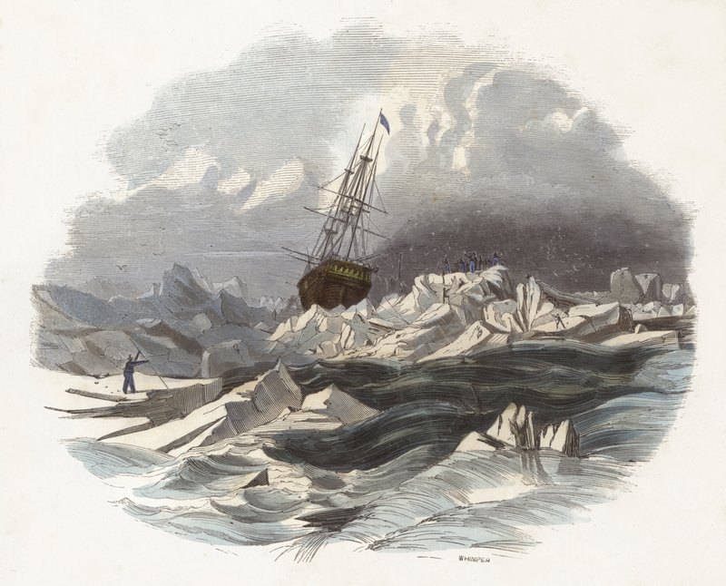 The Breaking up of Ice-floes (färgad gravyr) av English School
