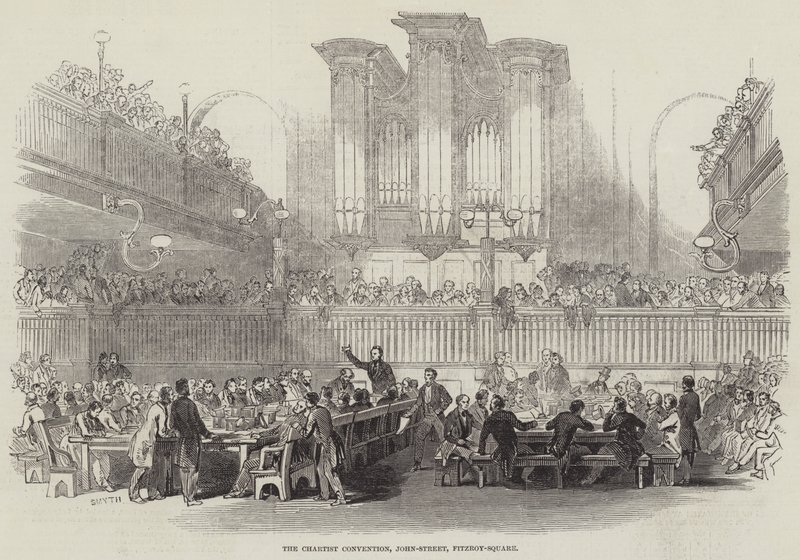 Chartistkonventionen, John-Street, Fitzroy-Square (gravyr) av English School