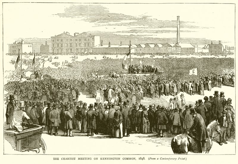 Chartistmötet på Kennington Common, 1848 av English School