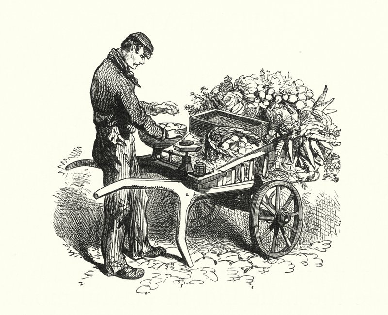 The Costermonger (gravyr) av English School