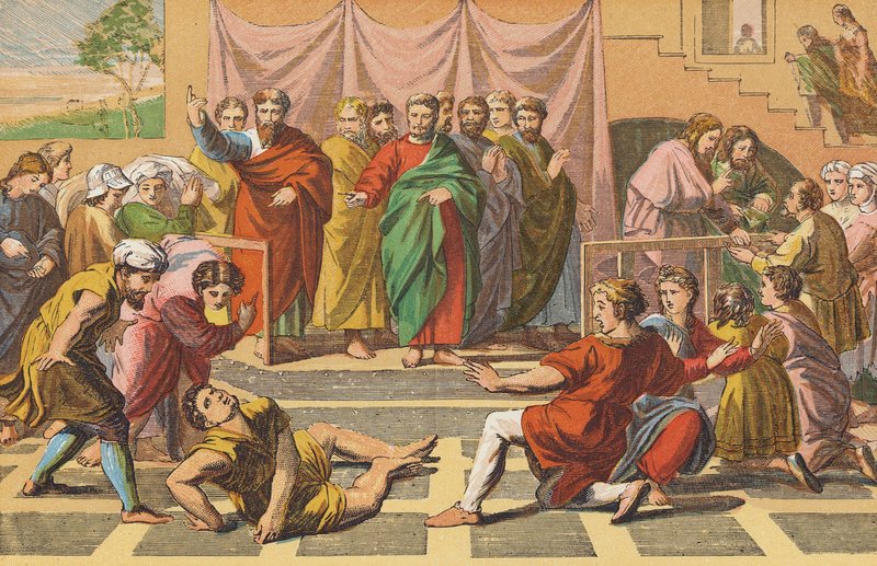 Ananias död (färglitografi) av English School