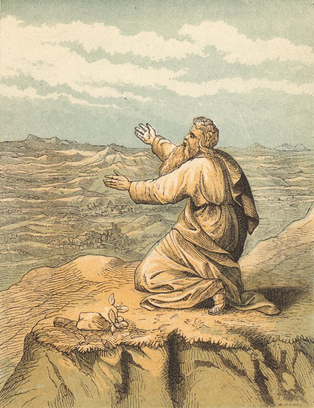 Moses död (färgad gravyr) av English School