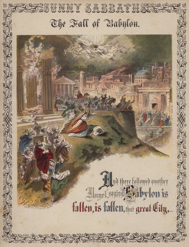 Babylons fall (färgad gravyr) av English School