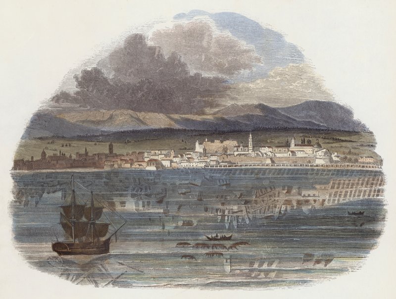 Fata Morgana (färgad gravyr) av English School