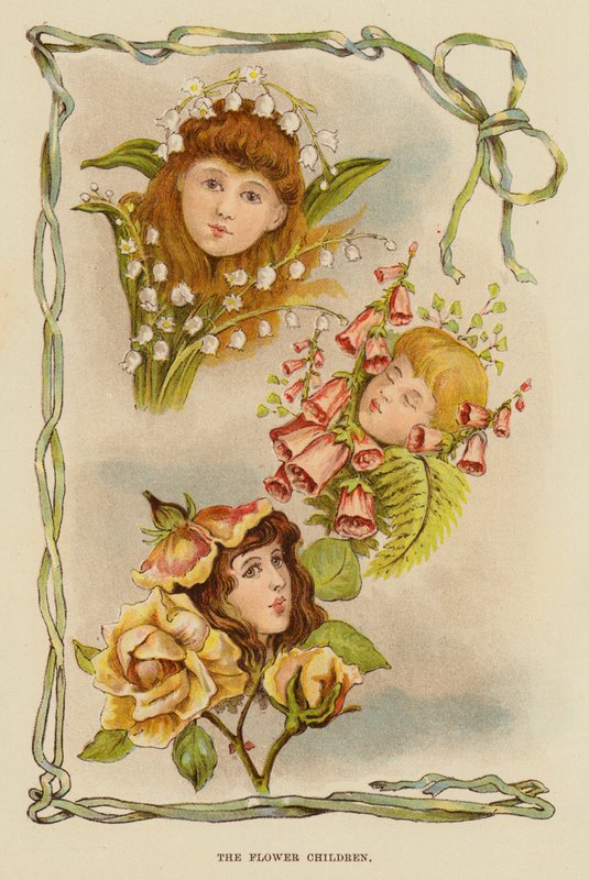 Blomsterbarnen (färg litho) av English School