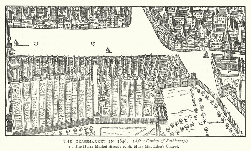 The Grassmarket 1646 (gravyr) av English School