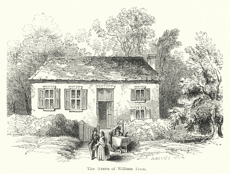 The Grave of William Penn (gravyr) av English School