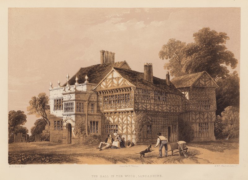 The Hall in the Wood, Lancashire (akvatint) av English School