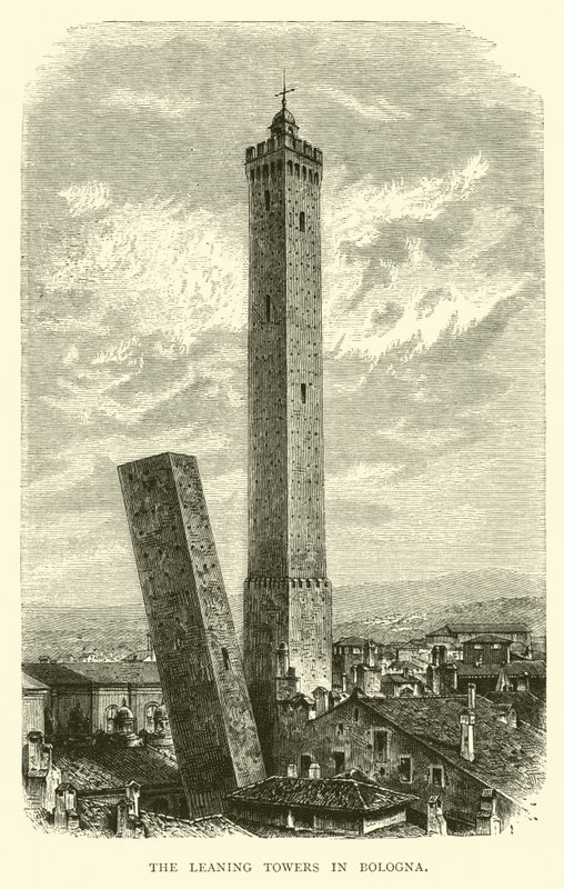 De lutande tornen i Bologna av English School