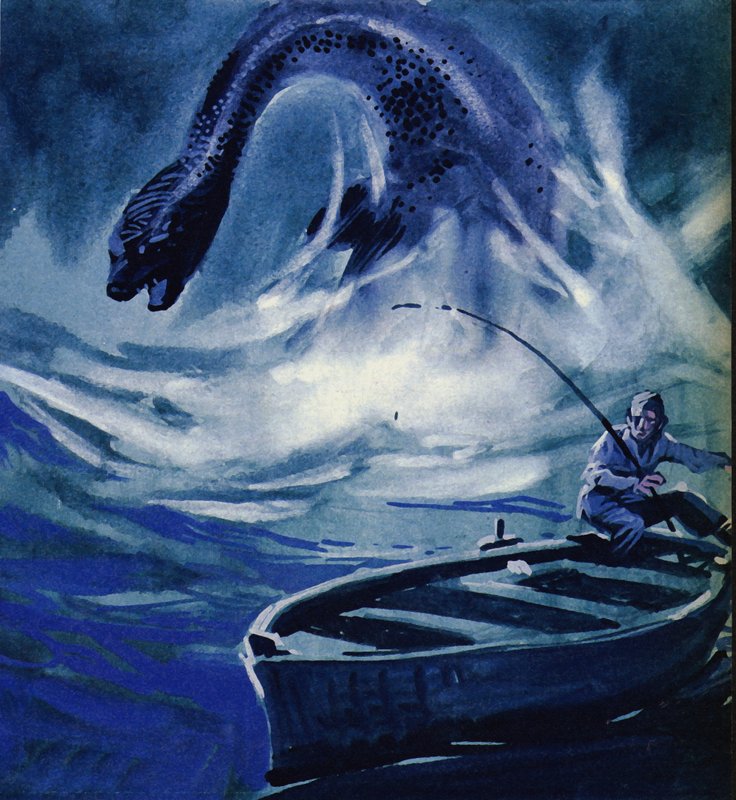 Loch Ness-monstret attackerar en fiskare av English School