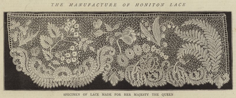 Tillverkningen av Honiton Lace (gravyr) av English School