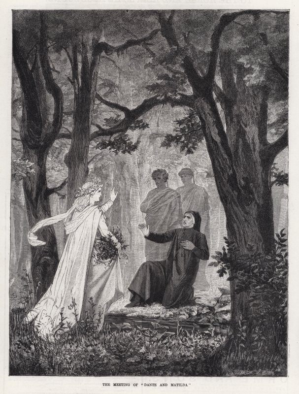 Mötet mellan "Dante och Matilda" (gravyr) av English School