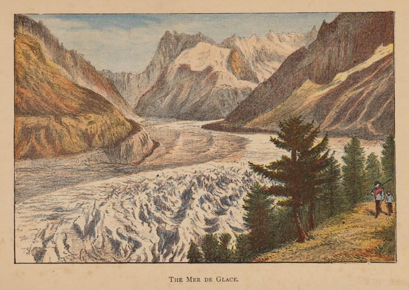 Mer de Glace (färglitografi) av English School