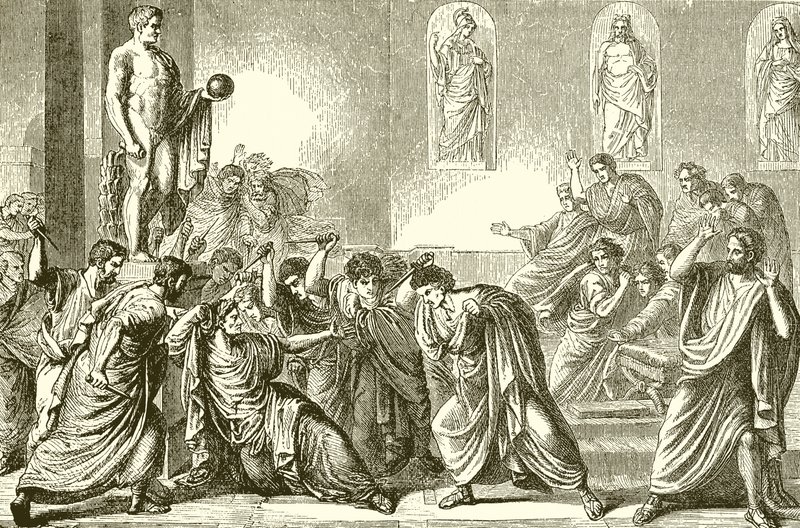 Mordet på Julius Caesar (gravyr) av English School