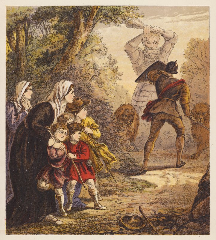 Pilgrimsbarnen (färglitografi) av English School