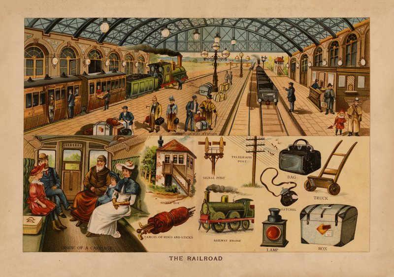 The Railroad (färglitografi) av English School