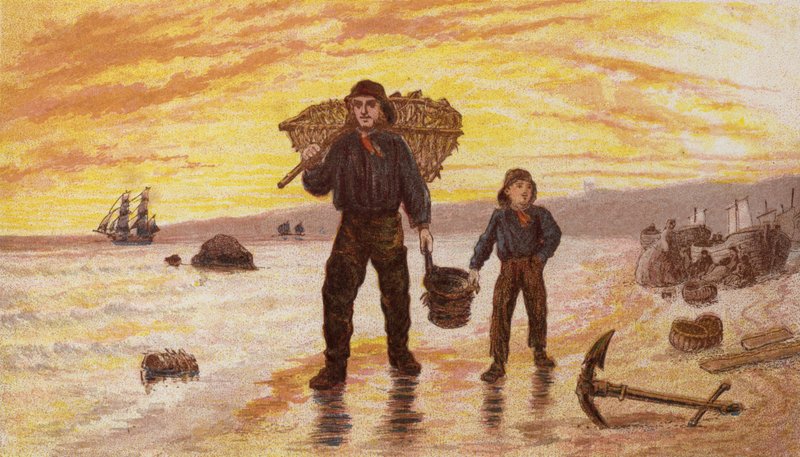 The Seaside (färg litho) av English School