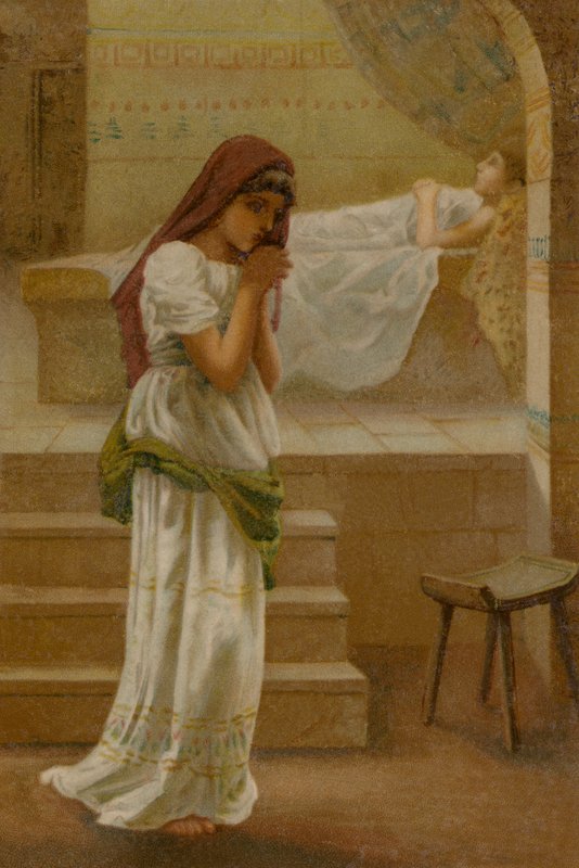 Den shunamitiska kvinnan (chromolitho) av English School