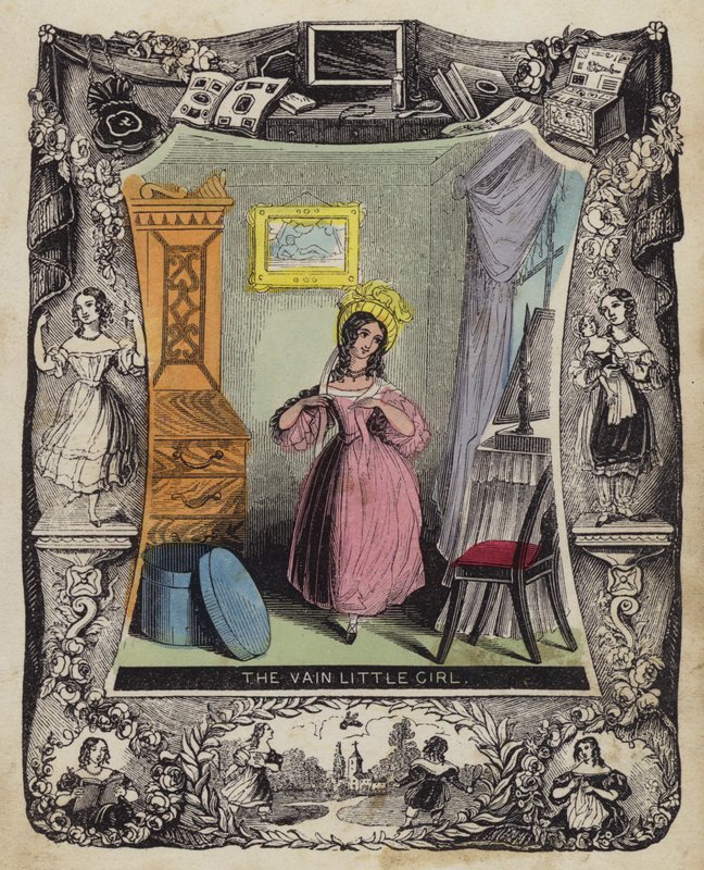 The Vain Little Girl (färgad gravyr) av English School