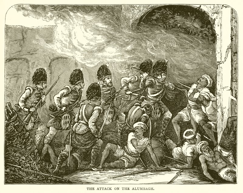 Attacken på Alumbagh (1857) av English School