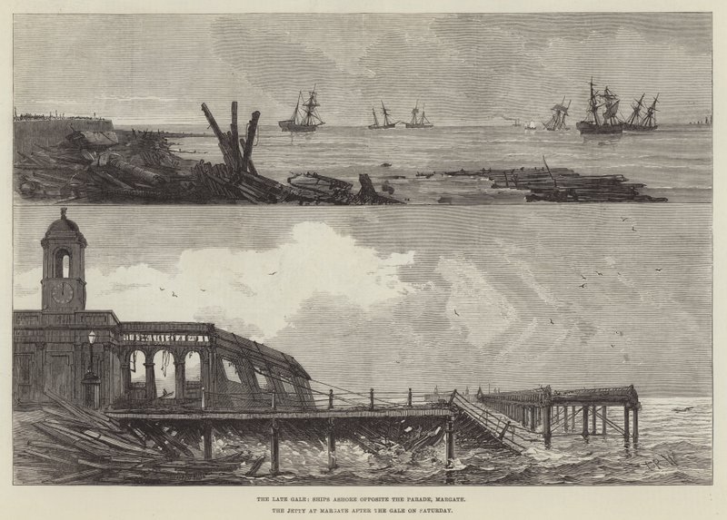 The late Gale at Margate (gravyr) av English School