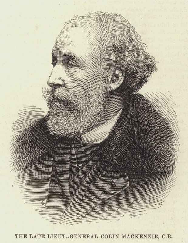 Den bortgångne generallöjtnanten Colin Mackenzie, CB (gravyr) av English School