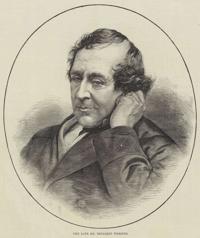 Den bortgångne herr Benjamin Webster (gravyr) av English School