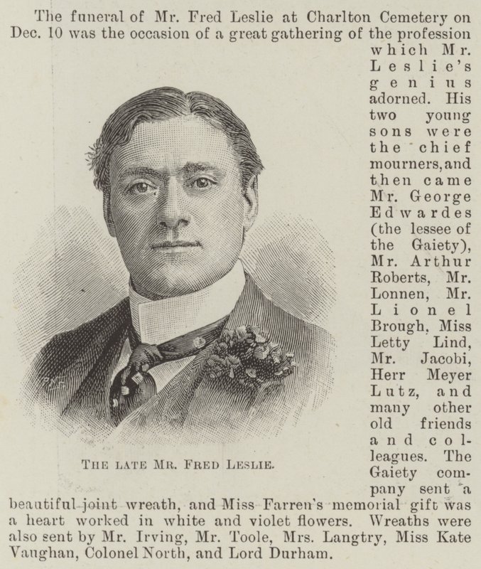 Den bortgångne Mr Fred Leslie (gravyr) av English School