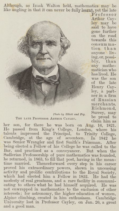 Den bortgångne professor Arthur Cayley (gravyr) av English School