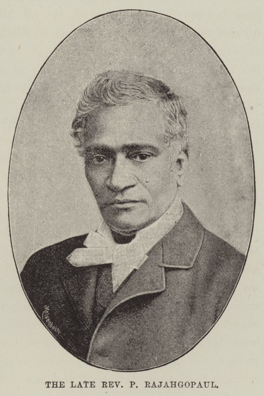 Den framlidne pastor P Rajahgopaul (gravyr) av English School
